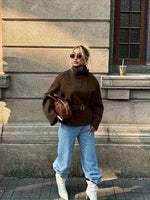 Casaco Feminino Tweed com Cinto Acinturado para Inverno