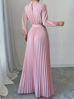 Vestido Elegante Manga Longa Acinturado Feminino