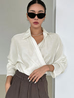 Blusa Feminina Chiffon Manga Longa Elegante Fluida