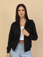 Moletom Feminino com Capuz e Zíper Casual Confortável com Bolsos