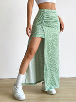 Saia Longa Floral Feminina com Fenda Lateral
