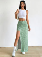 Saia Longa Floral Feminina com Fenda Lateral