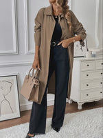 Trench Coat Feminino Longo Elegante com Botões