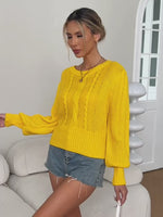 Suéter Feminino de Malha Texturizada Manga Longa Elegante