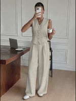 Conjunto Feminino 2 Peças de Alfaiataria com Colete e Calça Pantalona