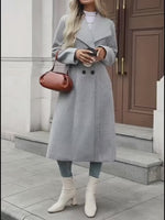 Casaco Feminino Longo de Abotoamento Duplo para Inverno