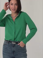 Camisa Feminina Manga Longa Gola Colarinho Lisa
