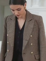 Blazer Feminino Xadrez com Abotoadura Dupla Elegante
