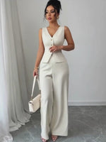 Conjunto Feminino 2 Peças Colete e Calça Pantalona Elegante